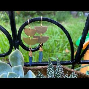 Kyanite and brass handmade earrings